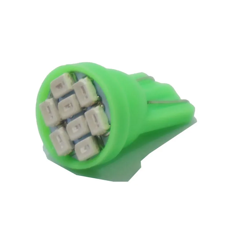 100 шт. светодиодный W5W T10 194 168 W5W 3020 8SMD светодиодный парковочная лампа авто боковое освещение лампа габаритного фонаря яркий белый задний фонарь, лампочки - Испускаемый цвет: Зеленый