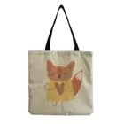 Сумка на плечо YUECIMIE Женская многоразовая из льняной ткани с мультяшным принтом лисы