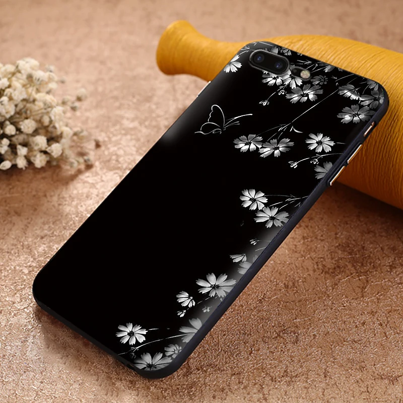 Чехол с бабочкой на белых розах для iPhone 6 6S plus чехол роскошный черный 5 5S se 7 8 Plus X XS