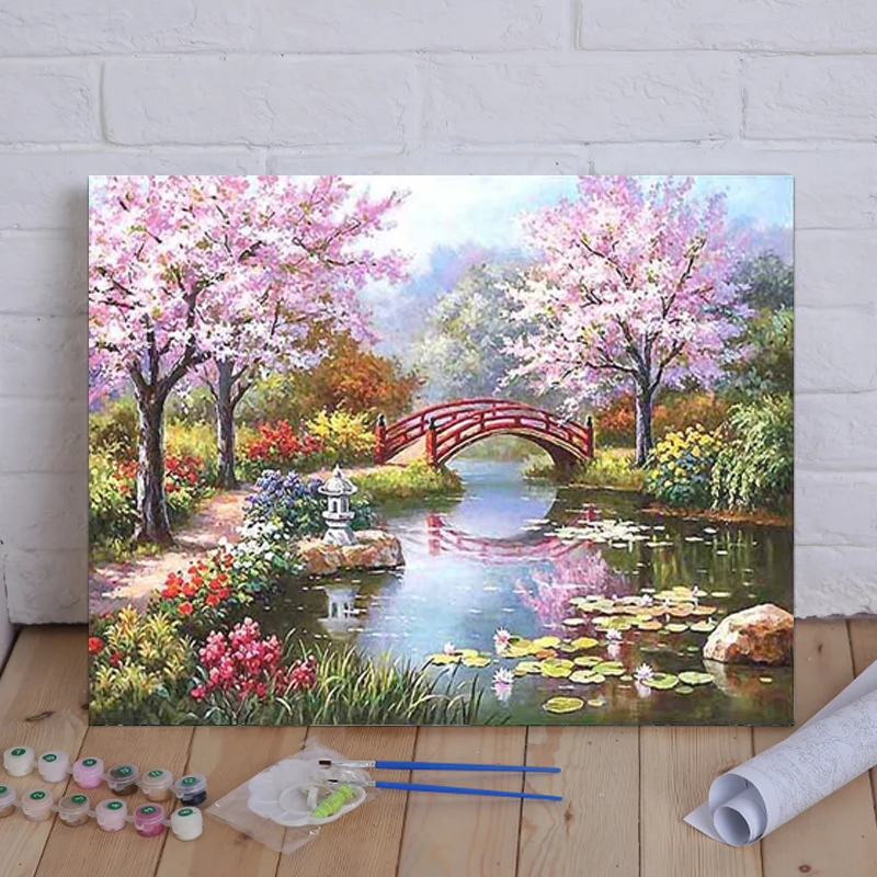 Рамка Fairyland Набор для рисования по номерам для взрослых уникальный подарок пейзаж акриловый Сделай Сам картина маслом на стене художественная картина рисование на холсте Раскраска по номерам Современное украшение дома