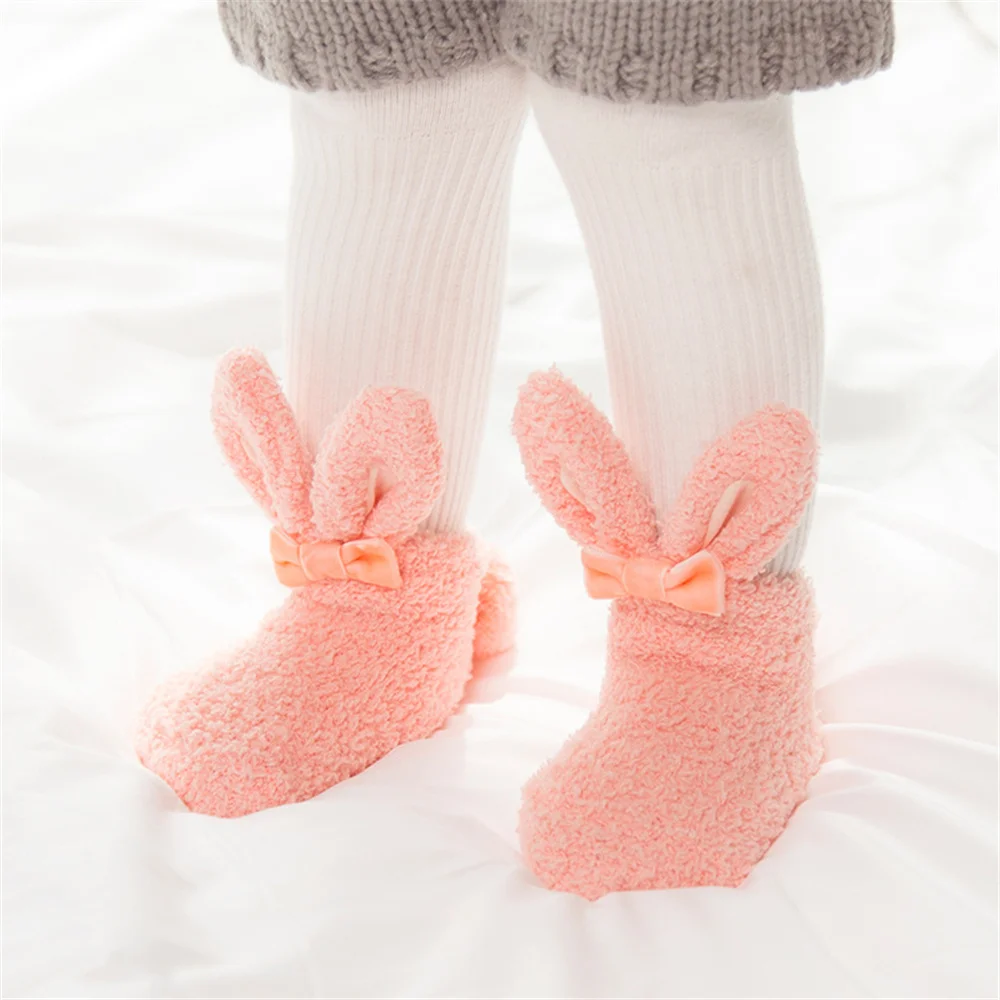 

Rabbit Baby Floor Socks Coral Fleece Thicken Warm Plush Infant Toddler Socks Newborn Winter Cute Soft Anti Slip Foot Socks