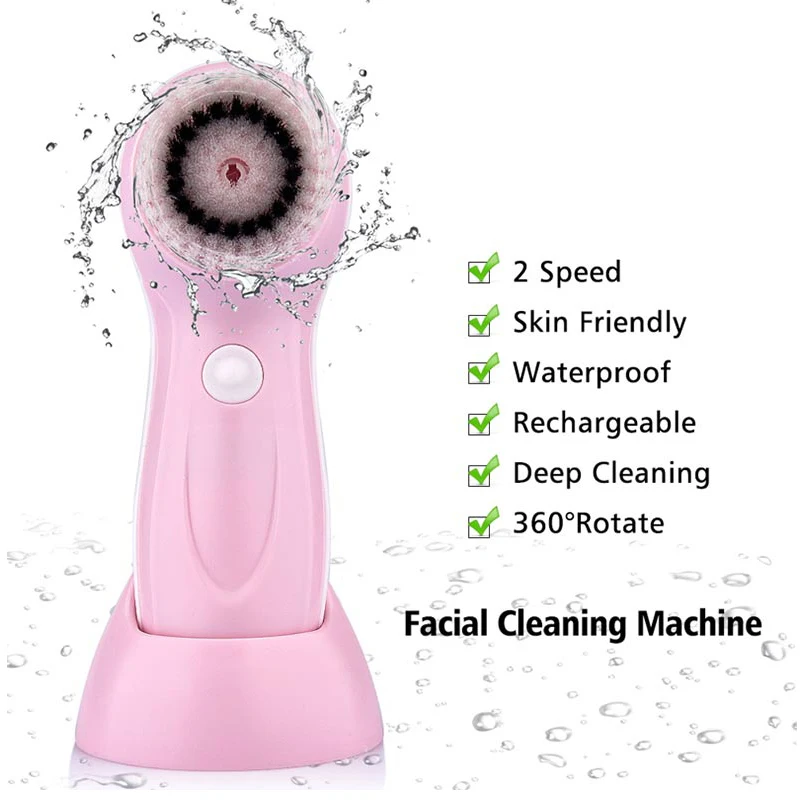 3 In1 Electric Facial Cleansing Brush Rotating Face Brush Deep Cleaning Skin Exfoliation Waterproof Facial Massager Rechargeable