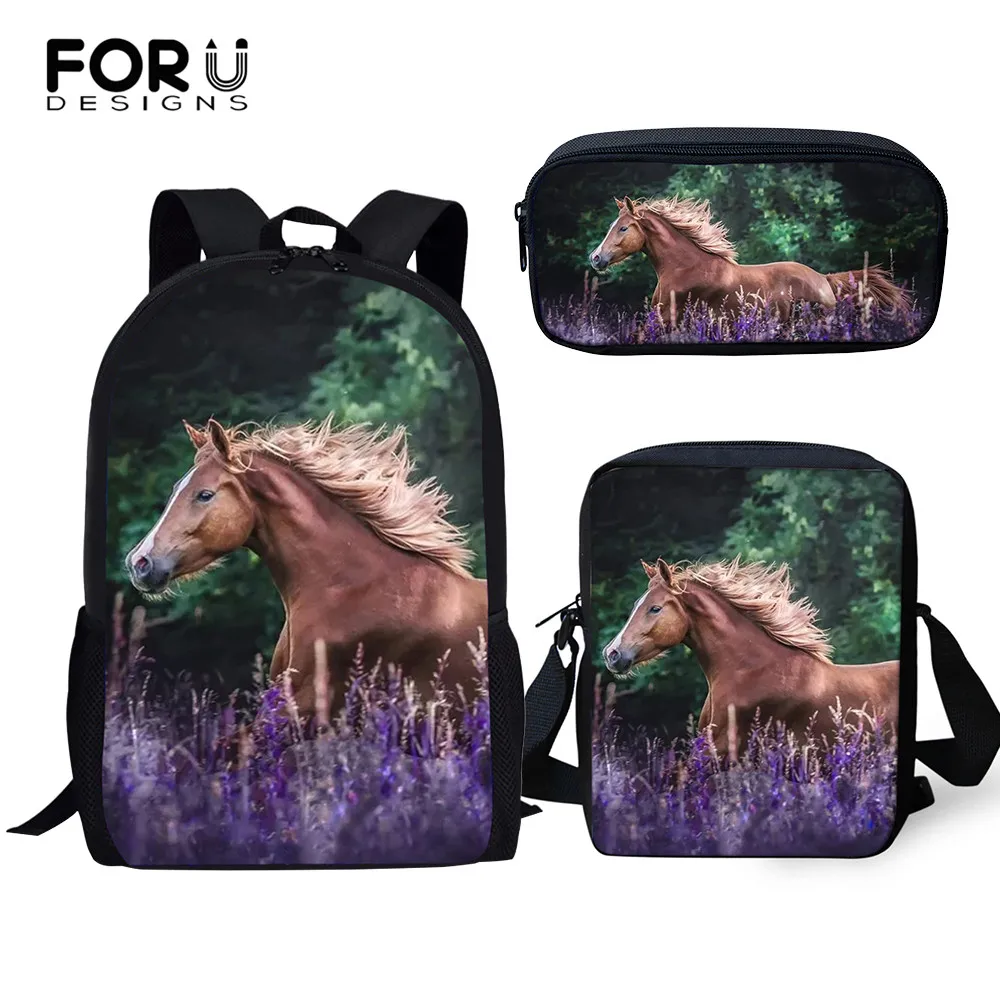FORUDESIGNS/детский модный рюкзак с цветочным рисунком лошадей животных сумка для