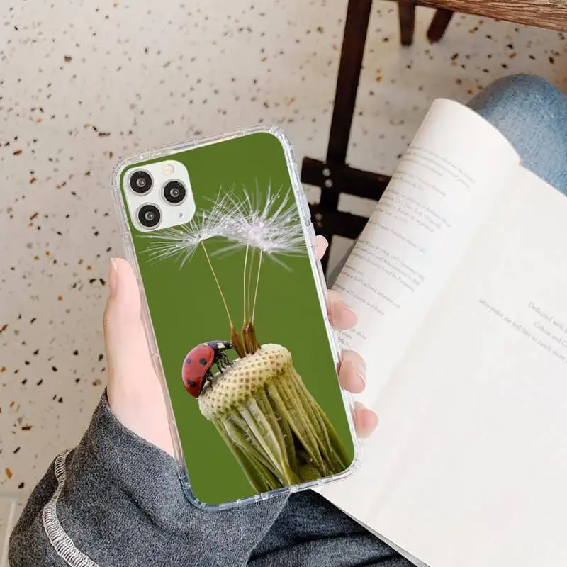 

four leaf ladybug daisy Phone Case Transparent soft For iphone 5 5s 5c se 6 6s 7 8 11 12 plus mini x xs xr pro max