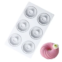 3d spiral flower shape silicone mold donut cake mold dessert mold cake decoration tools 6 cavity pastry cake mold for baking