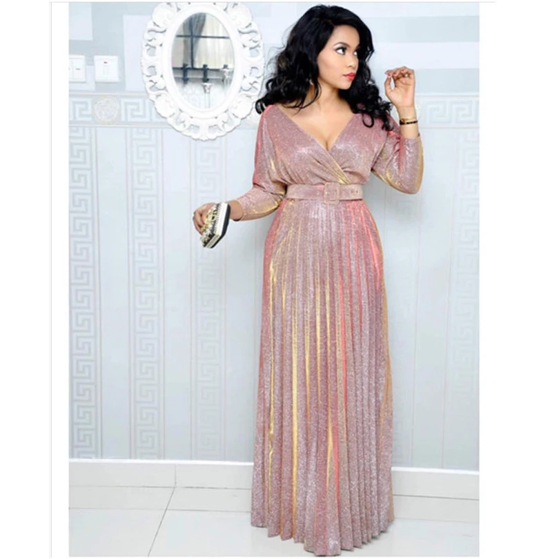 Платья для женщин в африканском стиле популярные длинные вечерние платья с v