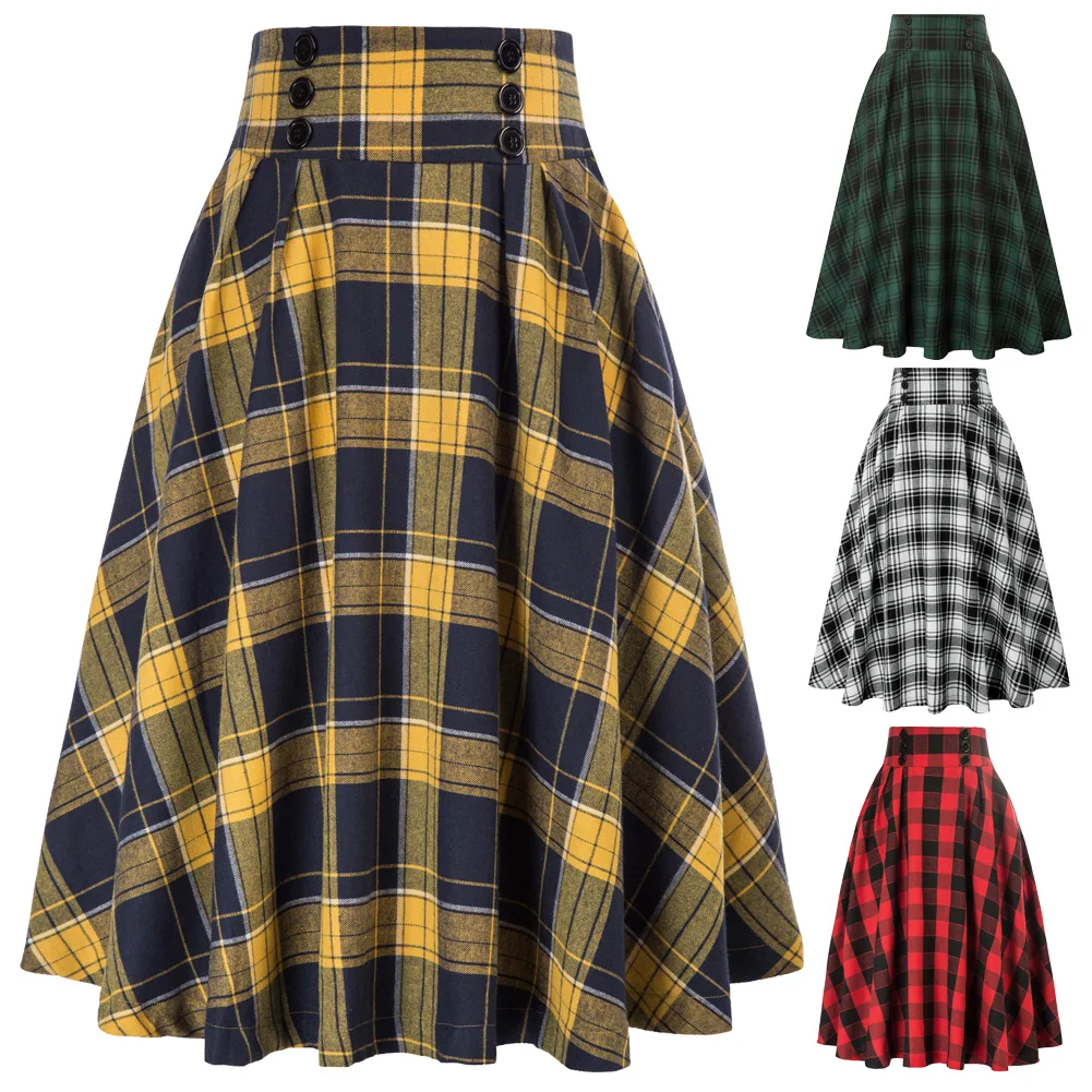 Юбка-миди Женская трапециевидная с эластичной талией на пуговицах | одежда