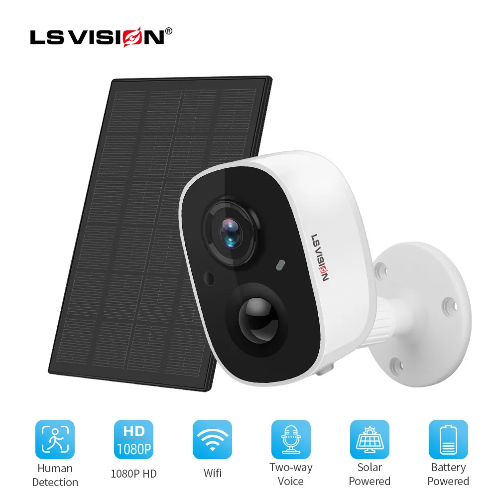 

LSVISION 1080P Outdoor Solar Camera Wifi Wireless Rechargeable Battery IP Camera PIR Motion Sensor Security Video Surveillance