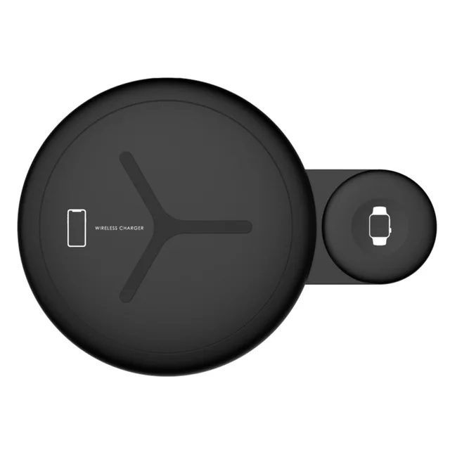 Black 10 Вт 2 в 1 QI Беспроводное зарядное устройство для iPhone X XS Max XR 8 быстрый беспроводной зарядный блок для Apple Watch 4 3 2 1 настольное зарядное устройство - Тип штекера: Black