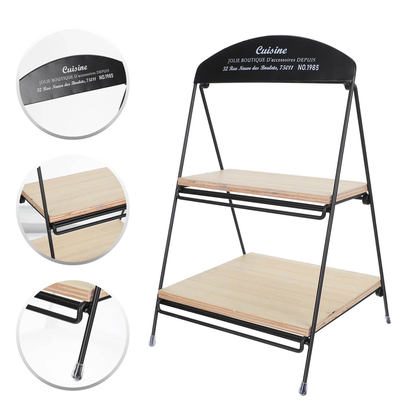 

1PC Matte Black Foldable Double-layer Bedroom Desktop Stylish Storage Rack