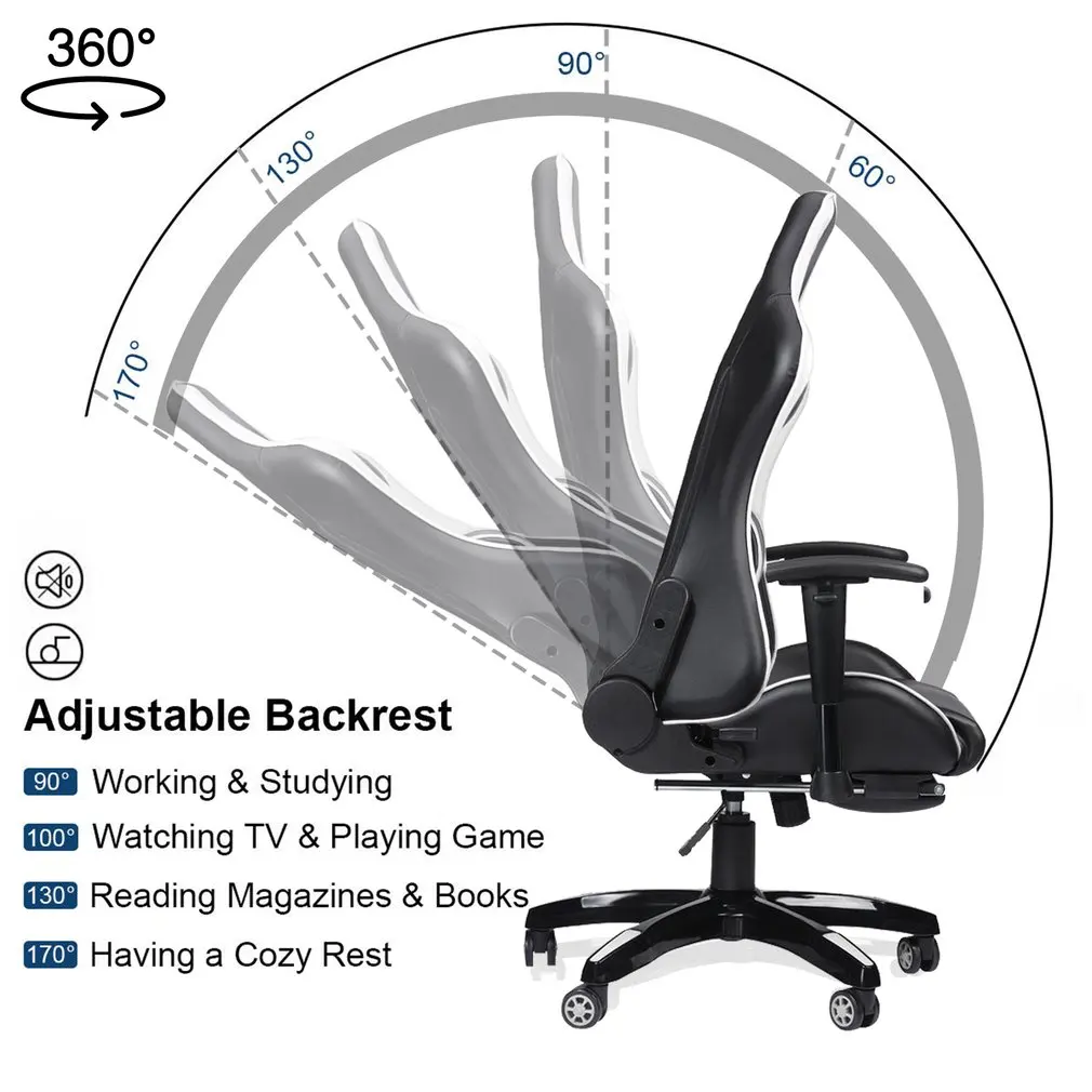 Гоночное игровое офисное кресло компьютерный стол вращающееся на 360 градусов с