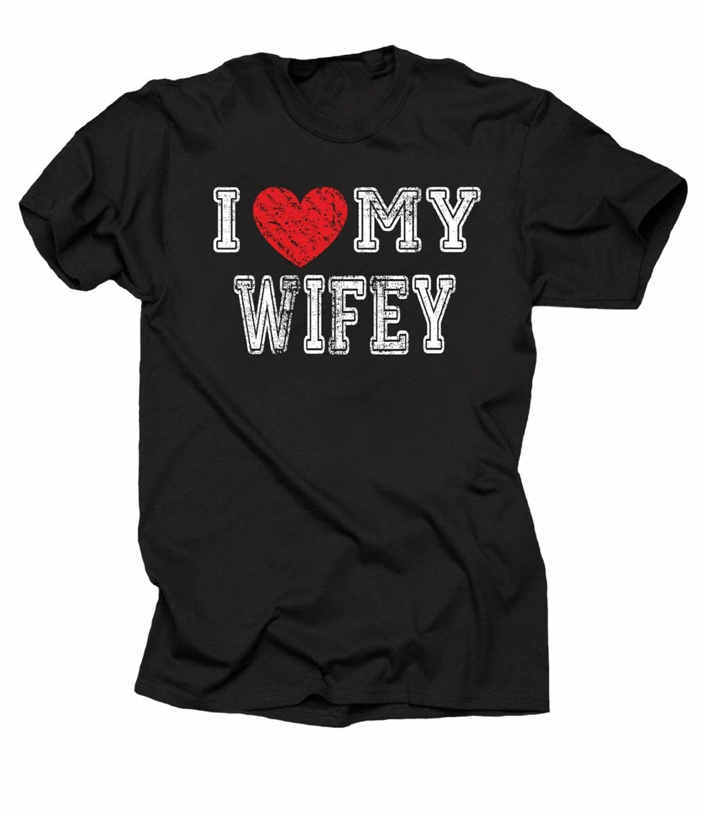 Подарок для мужа футболки с надписью I Love My Wifey футболка Юбилей подарок на день