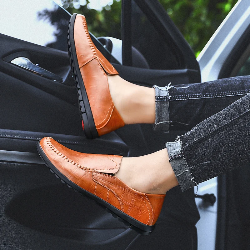 

New PU Men's Peas Shoes Set Feet Breathable Men's Shoes Casual Comfortable Lok Fu Shoes Driving Black Leather Casual Shoes *9977