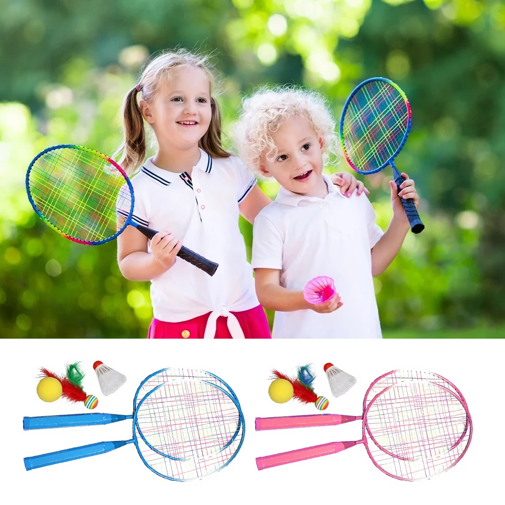 

2PCS Badminton Racket Set-Professional Badminton Racket Playing Games Sports Shuttlecock Racquet Se for Children Kids Beginner