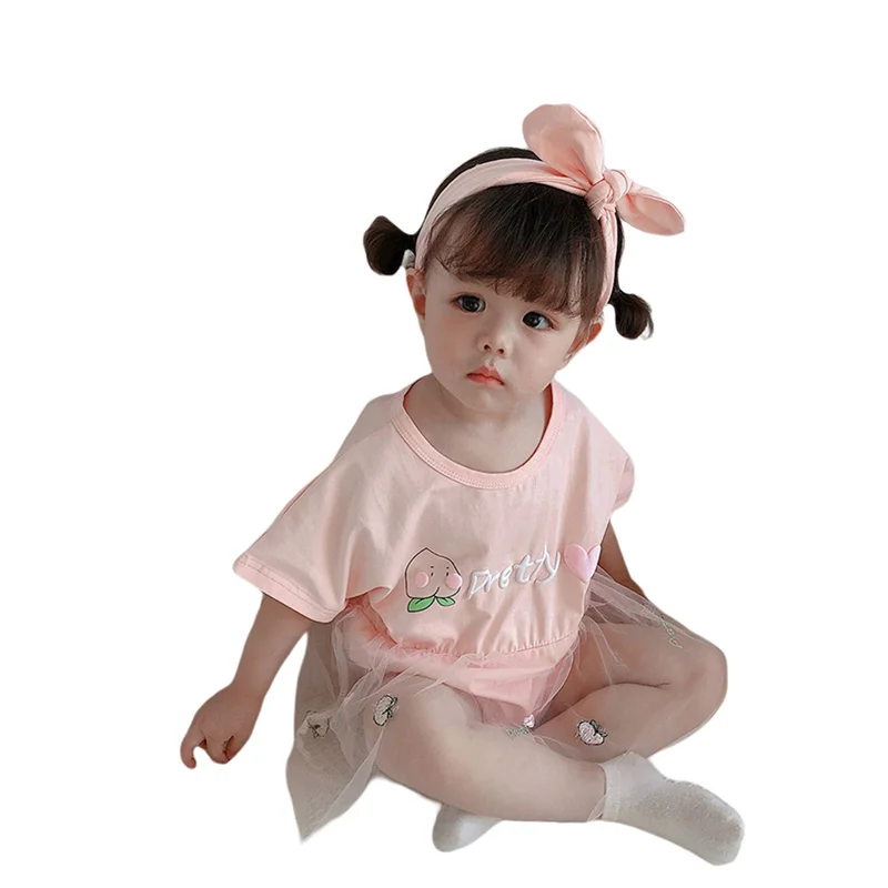

Baby Girls Yarn Romper,Summer Children Girls O-Neck Shore Sleeves Triangle Crotch Romper with Transparent Yarn Skirt,0-24Months