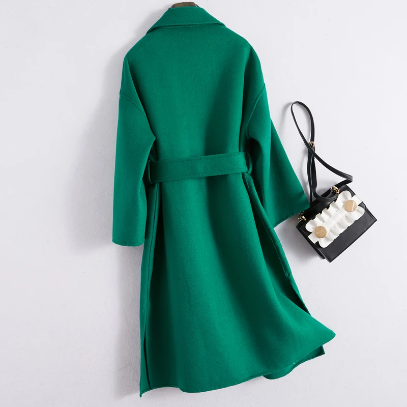Женское длинное кашемировое пальто Hiver корейское элегантное приталенное