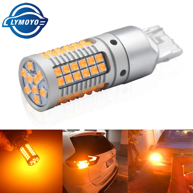 

2PCS CANBUS Car led p21w py21w 1156 BA15S BAU15S W21W T20 7440 S25 Bulbs 3030 69SMD No error Turn Signal Lights Amber DC12V