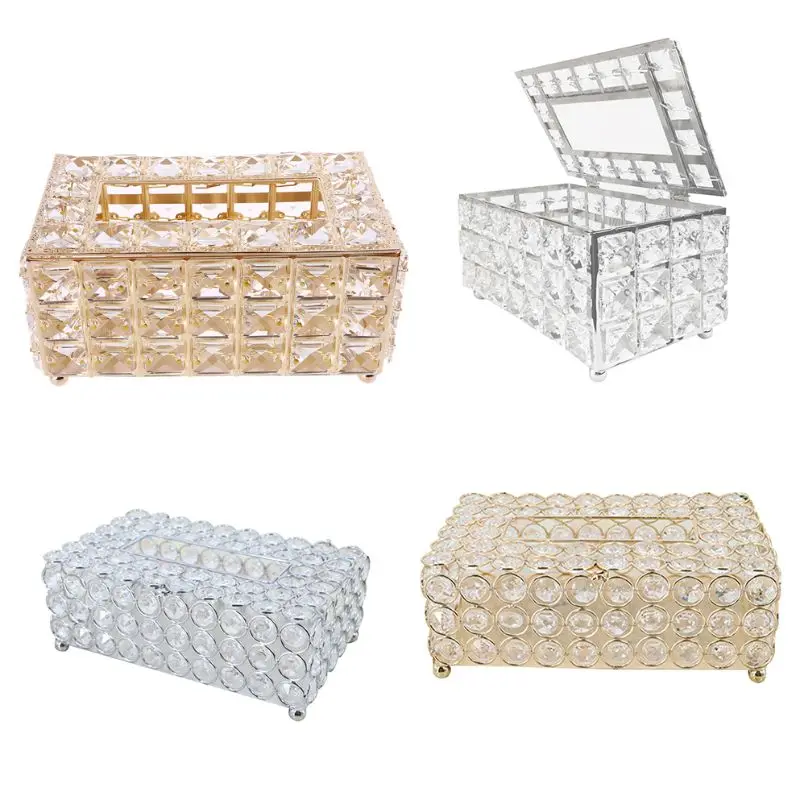 

P82C Rectangular Crystal Tissue Box Cover, Decorative Paper Box, Crystal Napkin Holder, Facial Tissue Holder for Bathroom