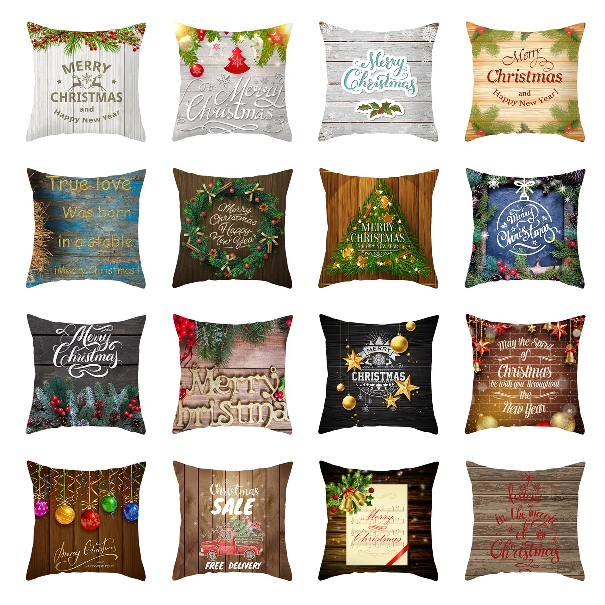

Vintage Planks Christmas Cushion Cover Pine Branch Circle Xmas Tree Pillow Case Holiday Sofa Decor New Year Pillow Cover 45x45cm