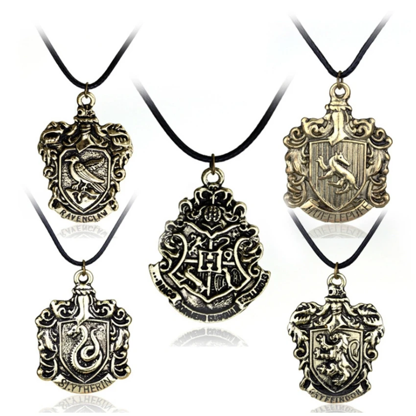 Hp ожерелье Поттер игрушечные фигурки хогварт гриффиндорр Hufflepufff Ravenclaww Slytherinn символ металлический кожаный ремешок шеи Кружева подарок