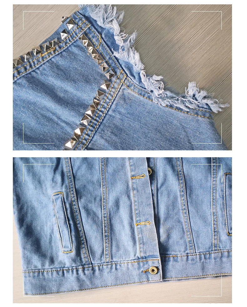 

Denim Jeans Vest Female Waist Coat Embellished Fashion Korean Sleeveless Jacket Oversize Women Waistcoat Street Plus Size 2021