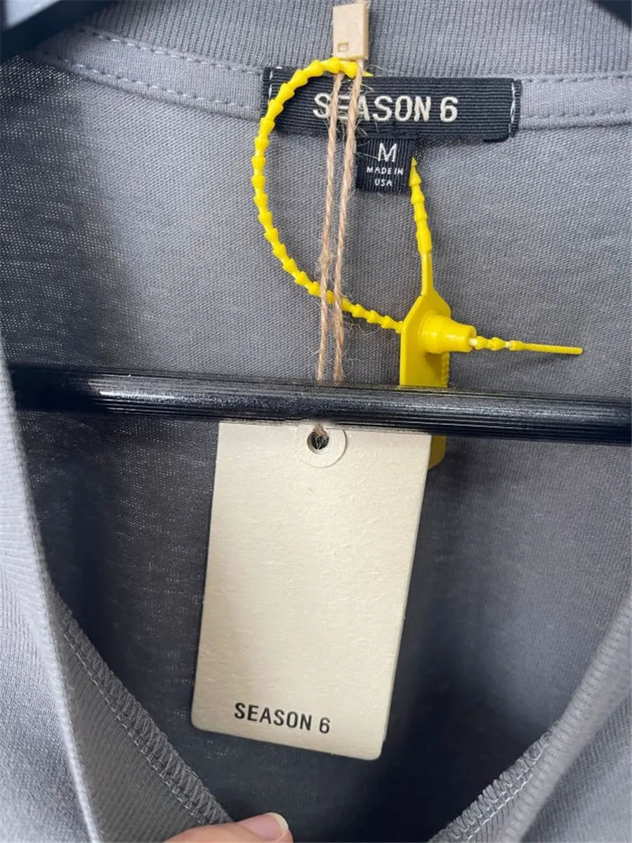 

2021ss Kanye West T-shirt Solid Season 6 Tee Men Women Slightly Oversized Short Sleeve Inside Tag Label Tops