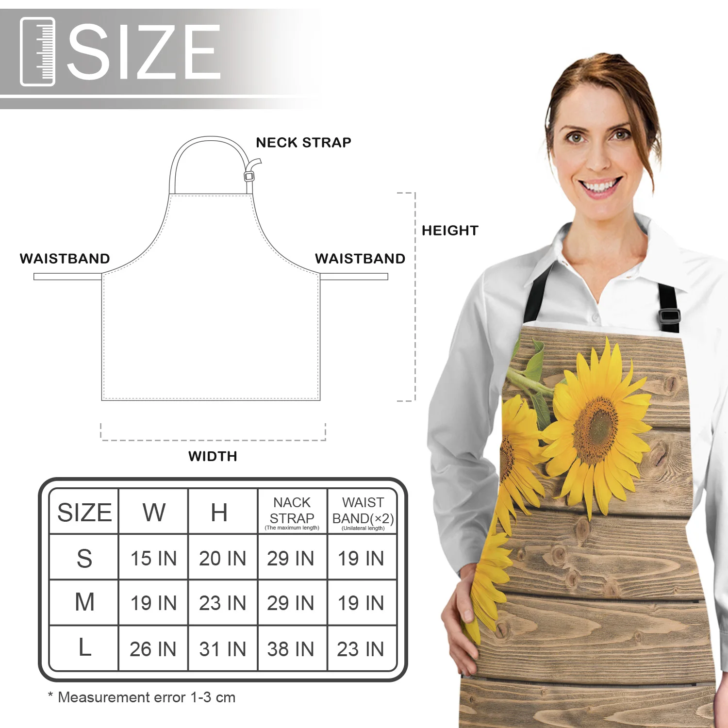 Фартук с подсолнухами регулируемый парусиновый фартук индивидуального дизайна