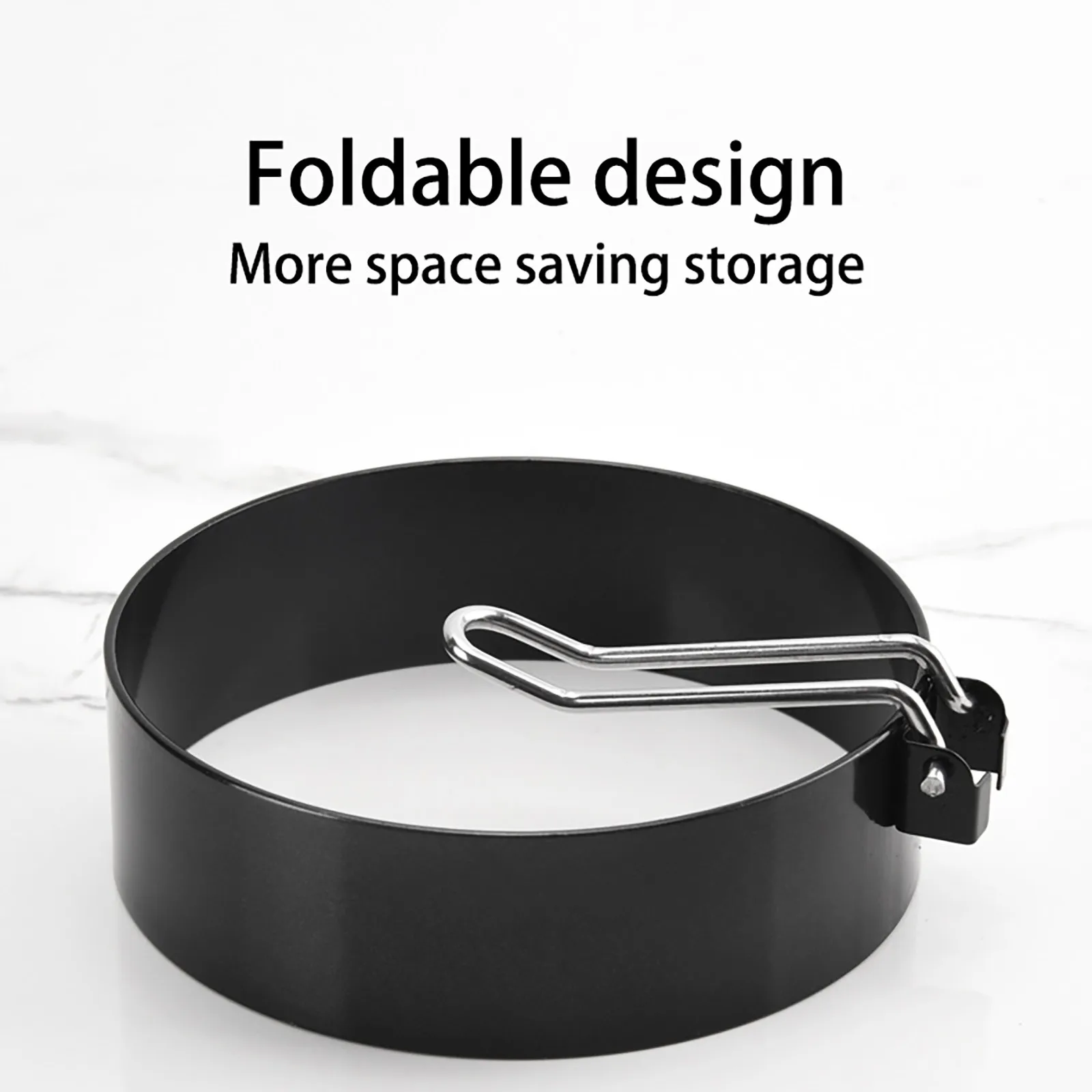 

4 Pack Non-Stick Egg Rings with Folding Silicone Handles Stainless Steel Egg Poachers Crumpet Mould Cooking Rings with Oil Brush