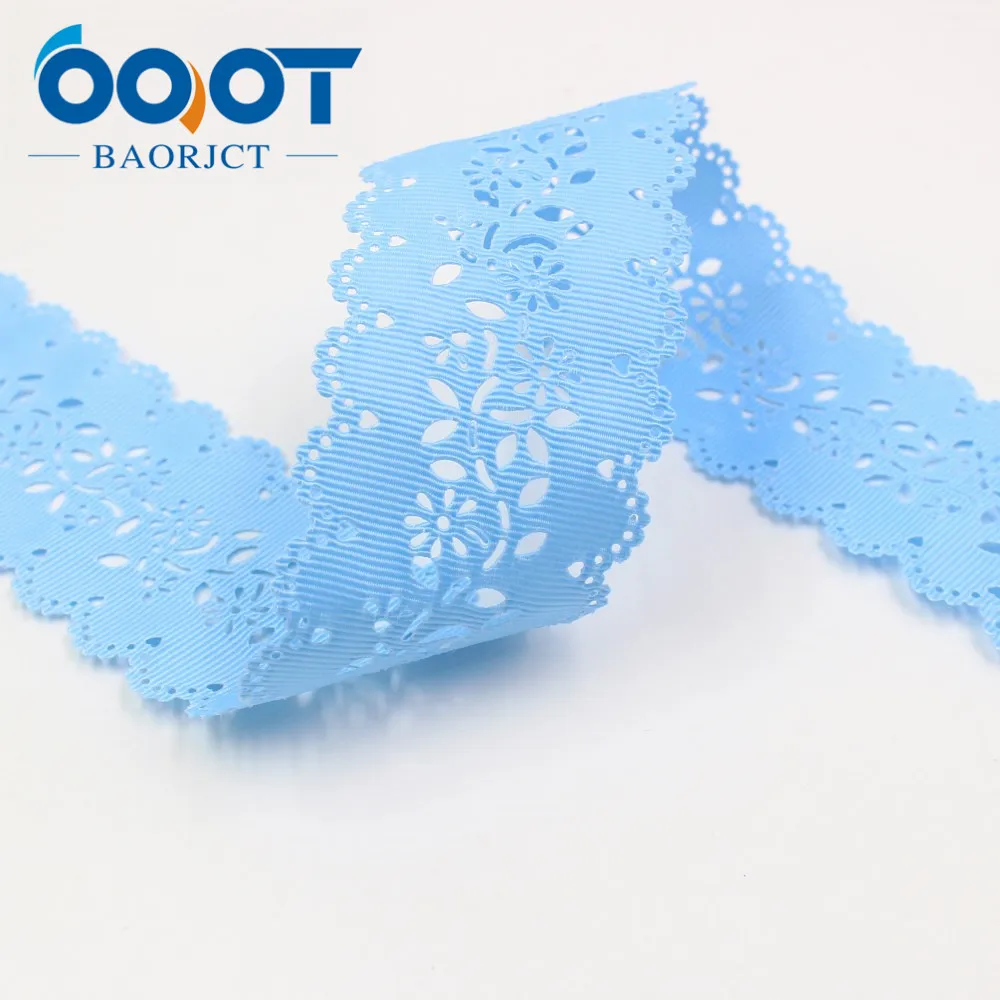 I-19805-1801 OOOT BAORJCT I-19805-1789, горячая Распродажа 43 мм 10 ярдов полые цветы ленты, поделка бант крышка аксессуары и украшения материал - Цвет: I-19805-1801