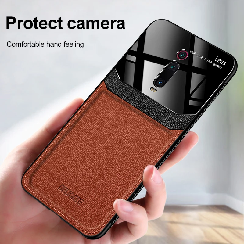 

case for xiaomi redmi Note7 Luxury leather TPU PC tempered glass back cover capa copue for redmi Note 8 Pro note 7