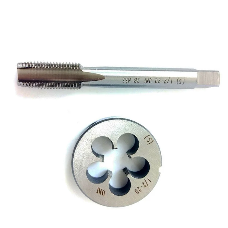 

2pcs Silver Plug Tap Die M1/2-20 UNF Metric Threading Die Hand Tool Replacement