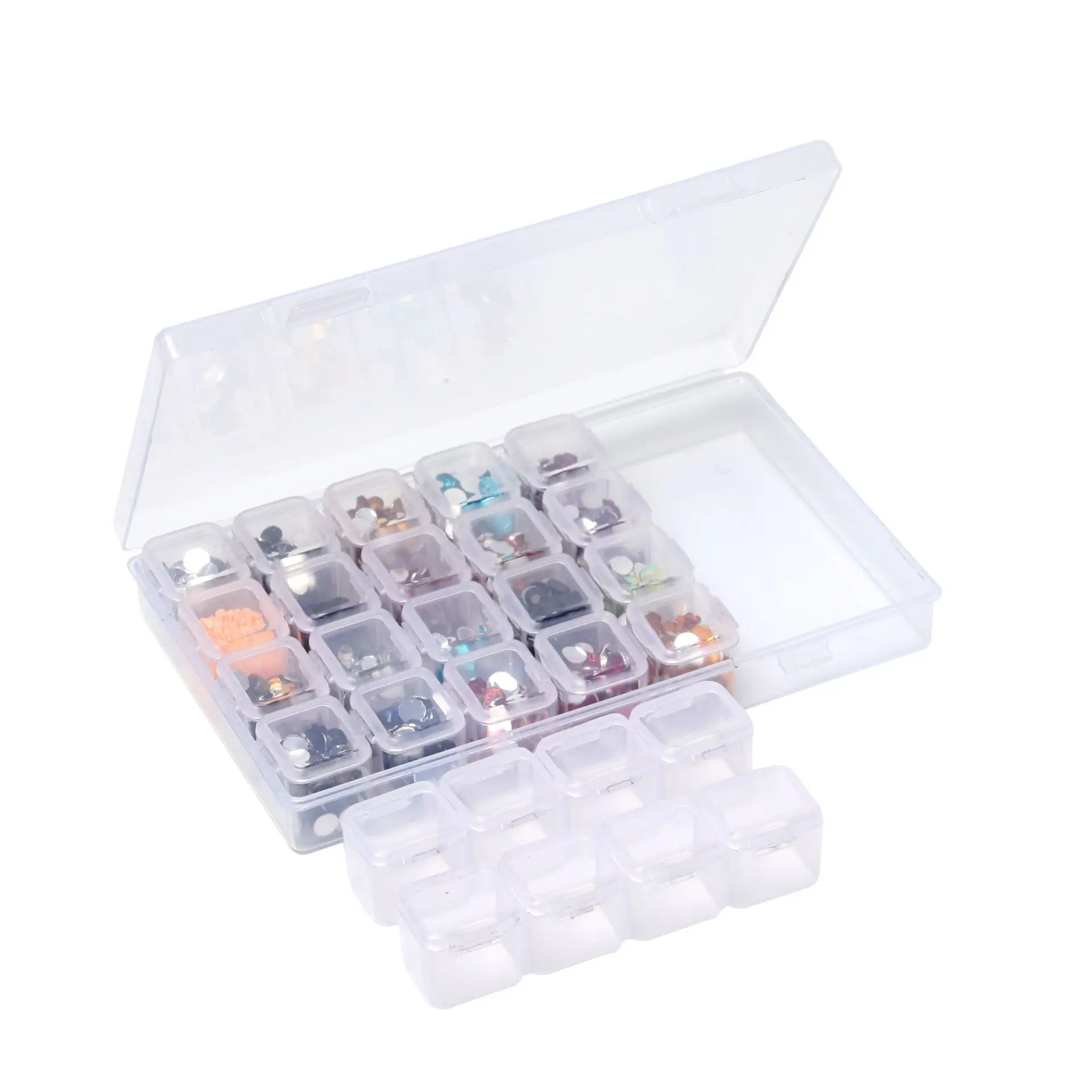 

28 Independent Lattice Nail Storage Box Organizer Transparent Plastic Jewelry Fish Hook Container Case Sundries Pill Separator