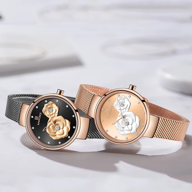 Часы наручные NAVIFORCE женские кварцевые роскошные брендовые стильные креативные с