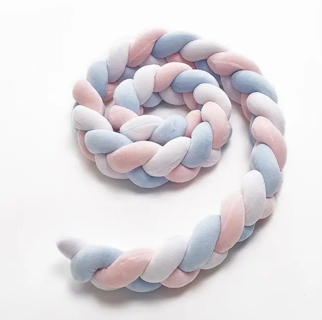 2m blue pink white 2,2 м длина ребенок ручной работы noary узел новорожденный кровать бампер длинная завязанная коса подушка детская кровать бампер узел кроватка декор для детской комнаты - Цвет: 2m blue pink white