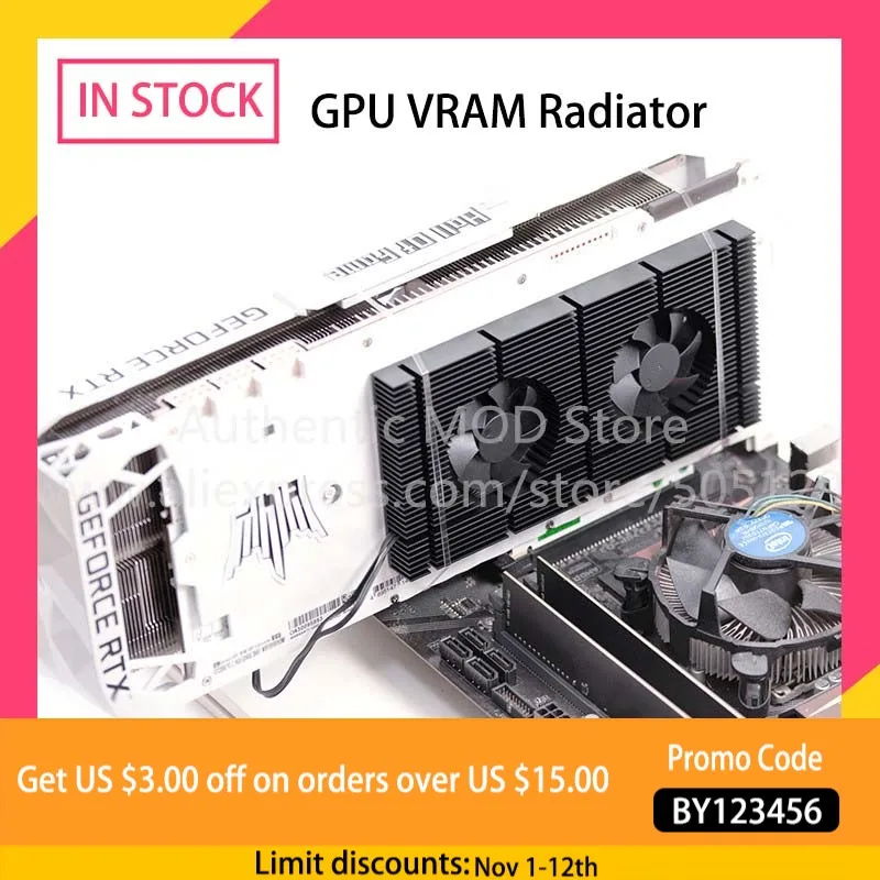 

Aluminum GPU Backplane Radiator For RTX 3090 3080 3070 Series Graphics Card Backplate Memory VRAM Heatsink Cooling Fan PWM