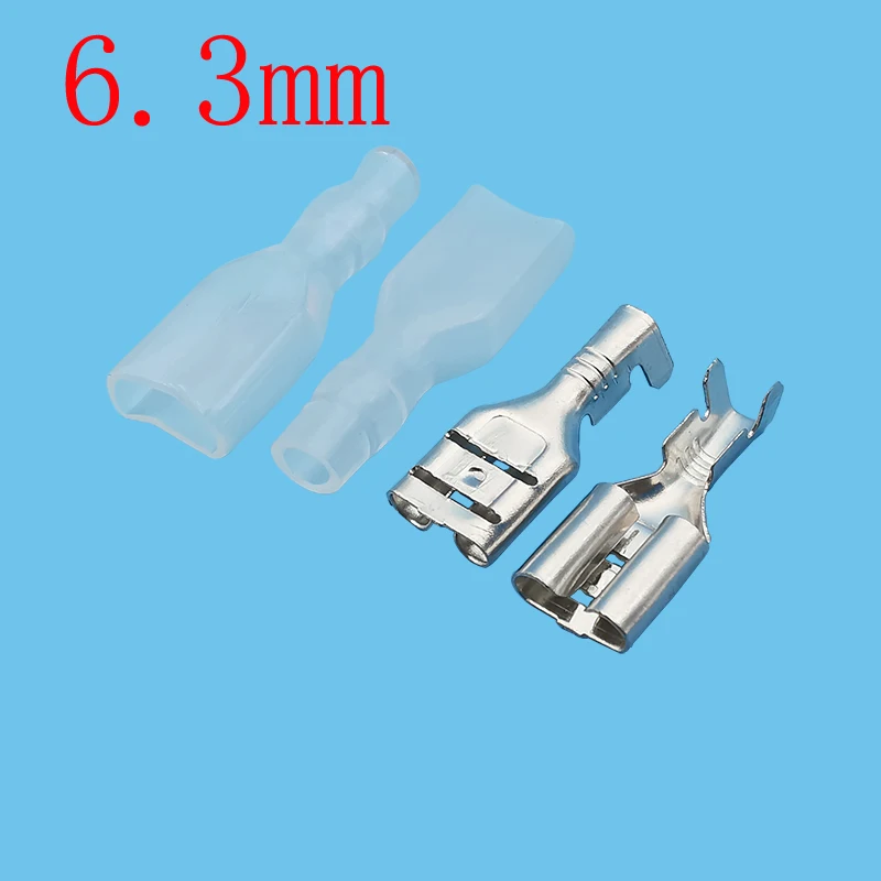

20/50Pair 6.3mm Female Spade Crimp Terminals Wire Connector Crimp Terminal Block with Insulating Sleeve for 0.75-2.5mm2 AWG18-16