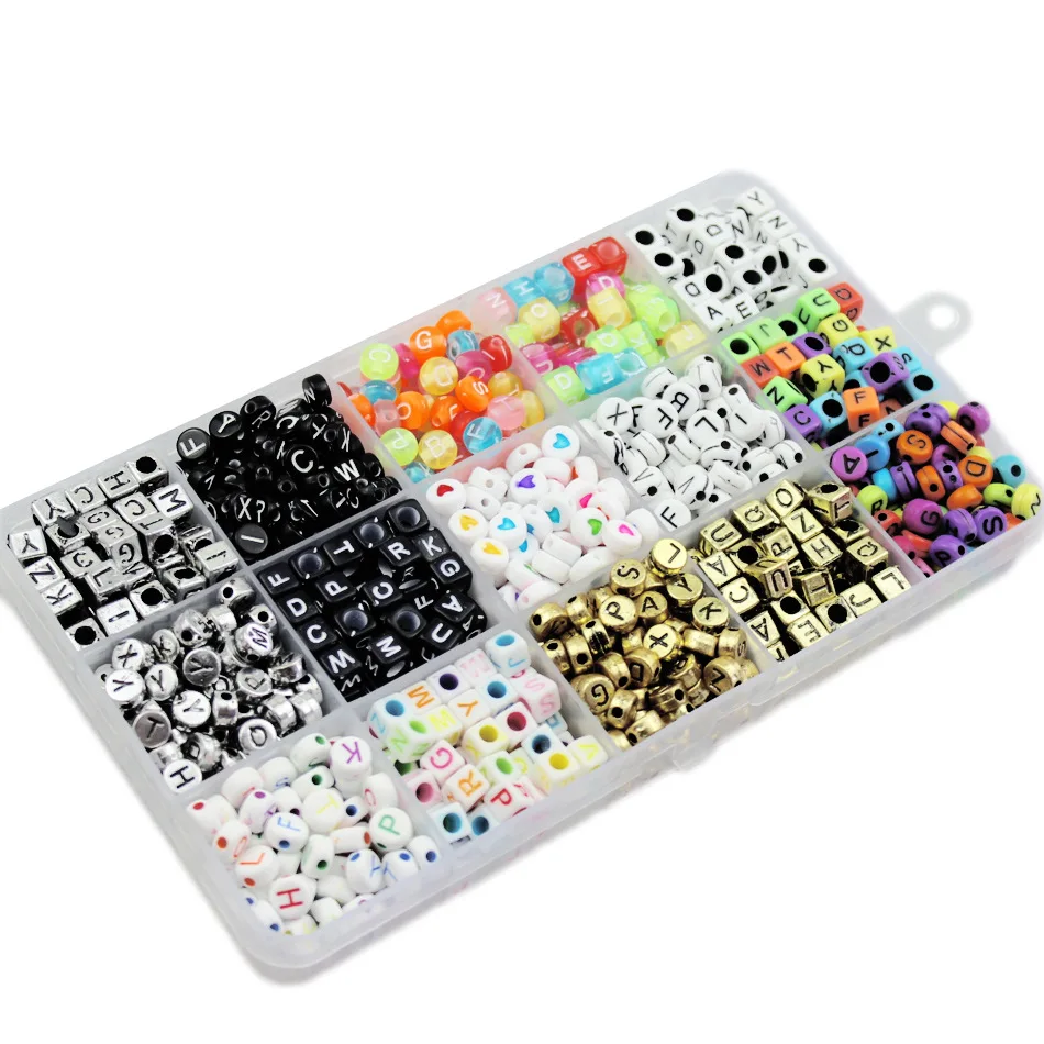 

1100 Pcs/box Alphabet Letters Beads DIY Loose Beads for Jewellery Making Bracelet Necklace Music Festival Party Embellishment