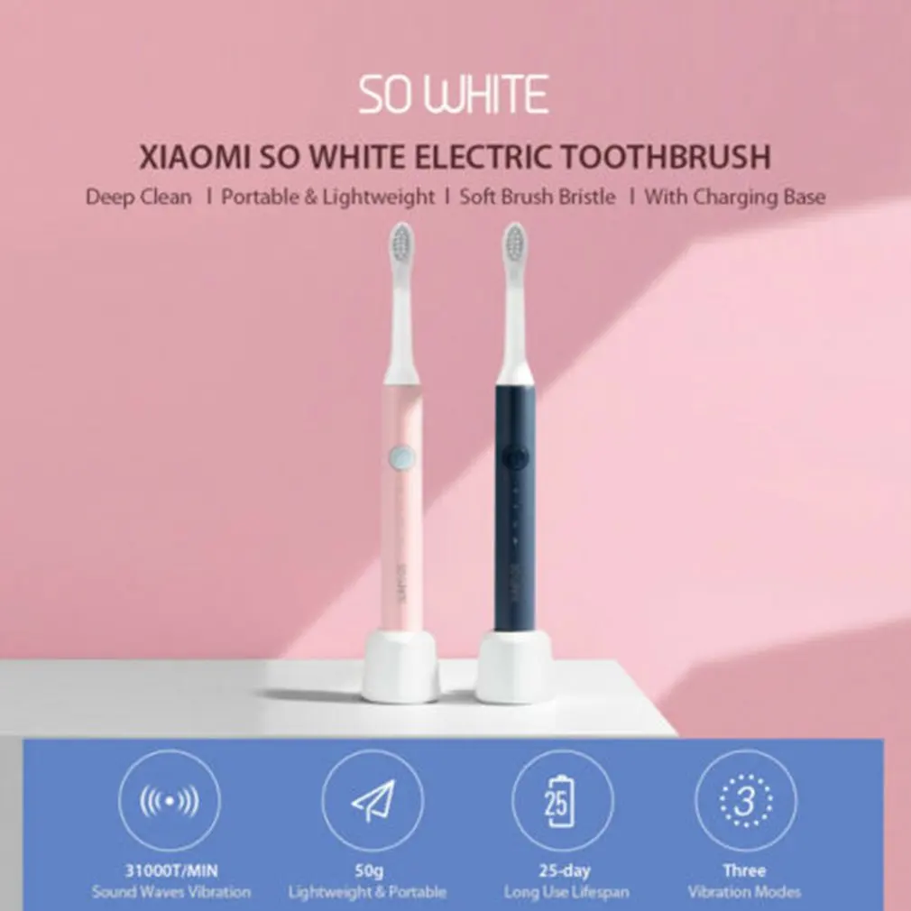 

SO WHITE Ultra Sonic Electric Automatic Toothbrush USB Rechargeable Waterproof Teeth Cleaning brush head