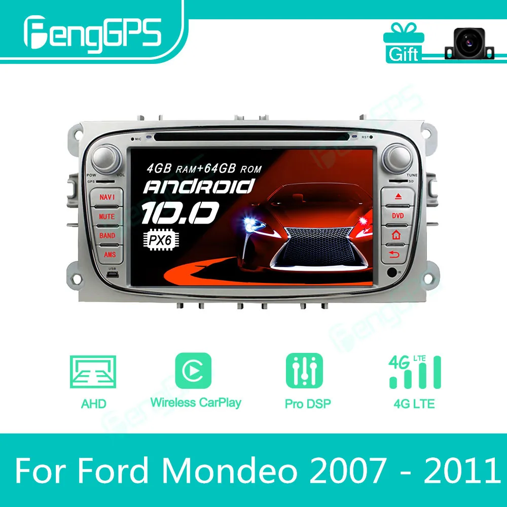 

Автомагнитола для Ford Mondeo 2007-2011, серебристая, Android, стерео, мультимедийный DVD-плеер, 2 Din, Авторадио, GPS-навигация, экран блока PX6