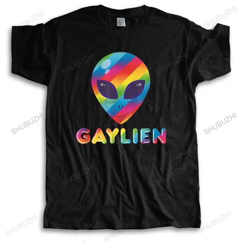 

men brand summer t shirt vintage tee Quality Gaylien - Funny LGBT Rainbow Pride Flag Fashion Unisex Teeshirt cotton short sleeve