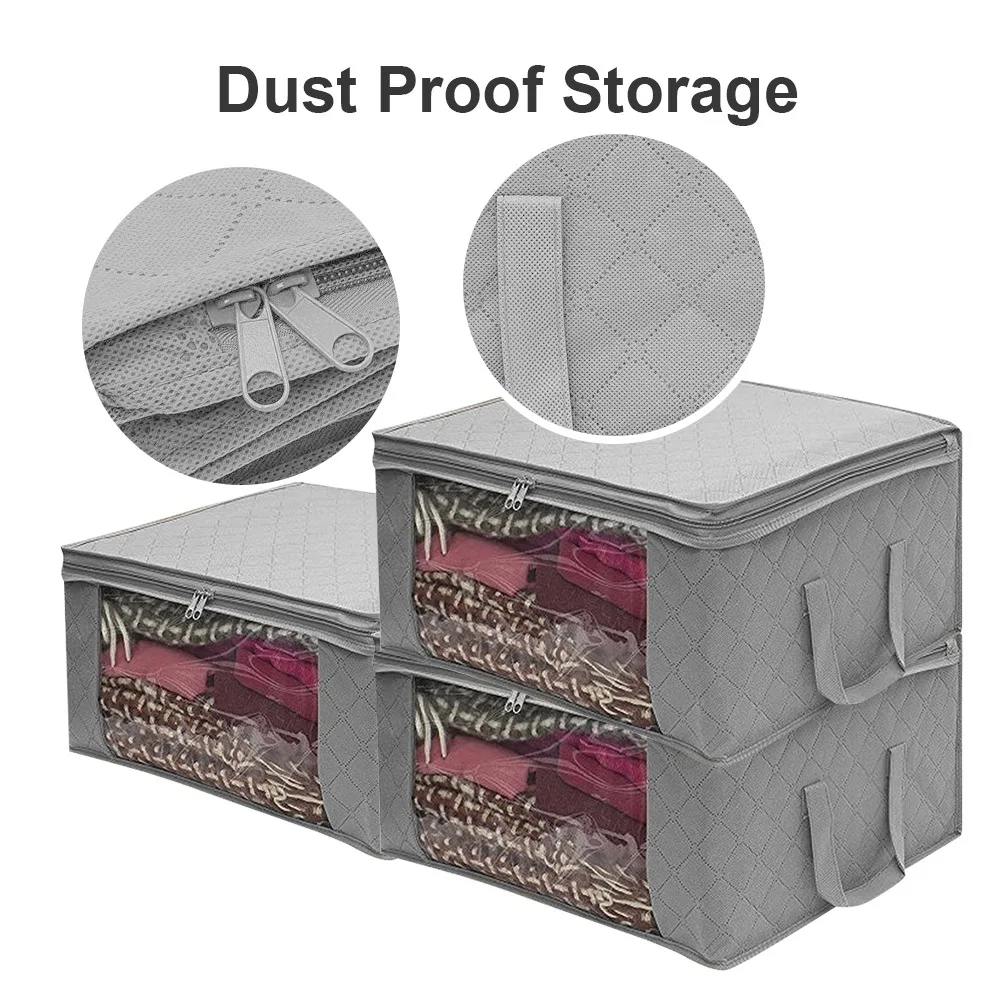 

1/3Pcs Non-woven Clothes Storage Organizer High Capacity Suitcase Storage Boxes Foldable Portable Blanket Quilt Container Box