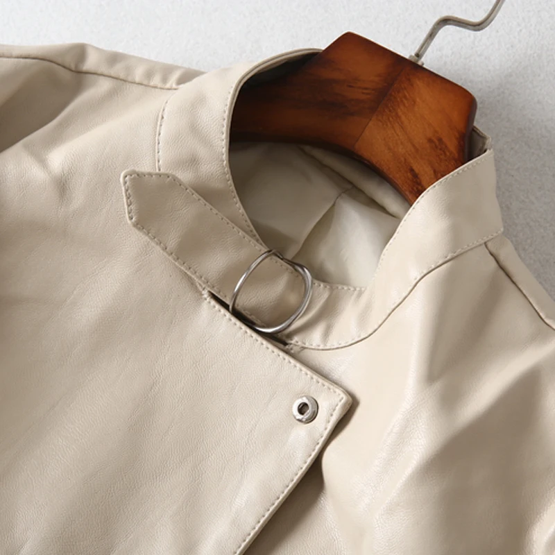 

2020 Spring Women's PU Leather Jacket Motorcycle Autumn Long Sleeve Soft Faux Leather Jackets Female Coats Outerwear