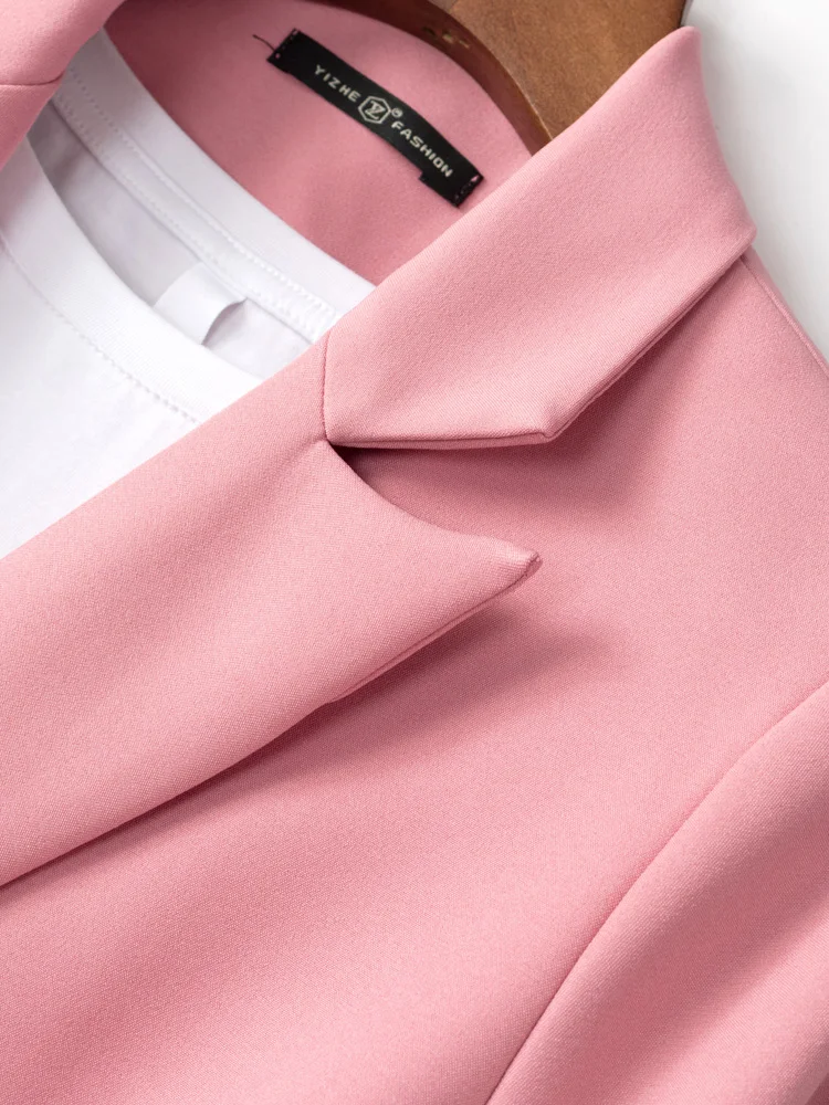 Стильные корейские женские костюмы Свободный Повседневный однотонный розовый