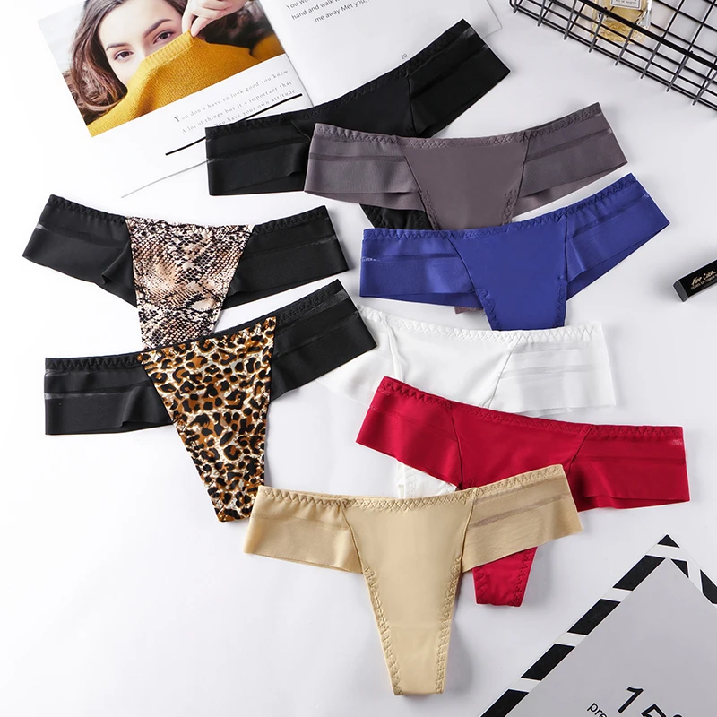 

8 Pcs Seamless Panties Underwear For Woman Sexy Lingerie Sport Lady G-string Panties Female Ice Silk Thongs Intimates BANNIROU