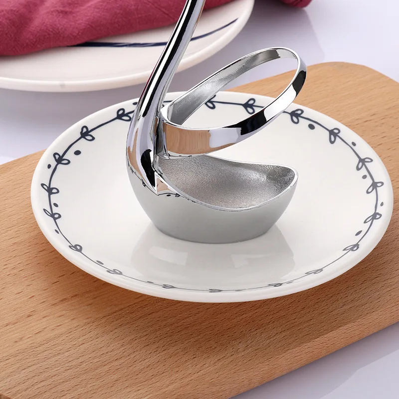 Набор серебристых столовых приборов для свадебного торта десерта в форме лебедя