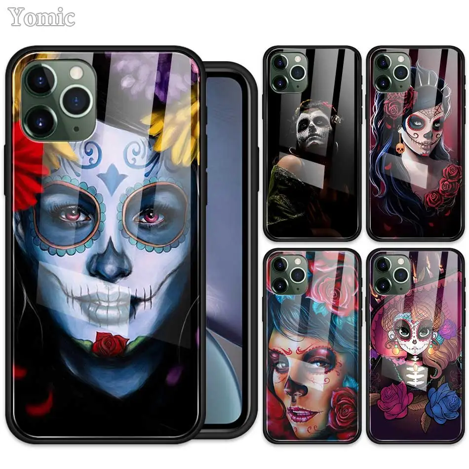 Catrina День мертвых Встроенная чехол для Apple iPhone 11 Pro XR 6 6S 7 8 plus X XS MAX закаленное