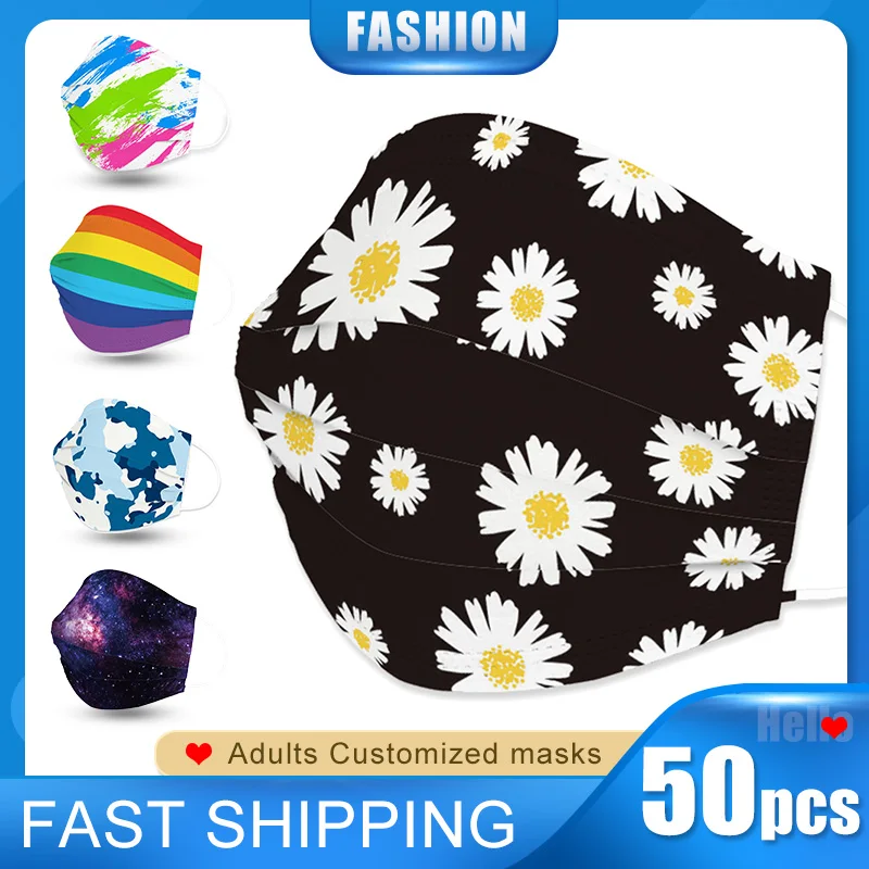 50 шт. Изготовленные На Заказ одноразовые маски 3 Слои защиты против пыли из