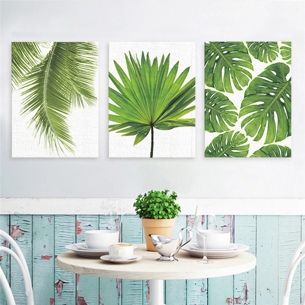 Зеленые растения свежие Пальмовые Листья холст картина скандинавский плакат и