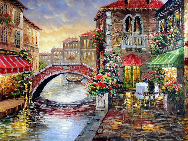 

Oil painting bridg scenery Embroidery Needlework Crafts14CT Counted Unprinted DIY Cross Stitch Kits Handmade Arts Wall Decor