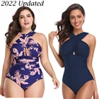 Женский слитный купальник с пуш-ап, большие размеры, черный, красный, однотонная русская пляжная одежда